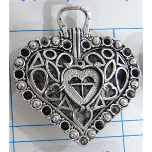 Hollow Tibetan Silver pendant, lead free and nickel free, 41x38mm [AD45695FF]