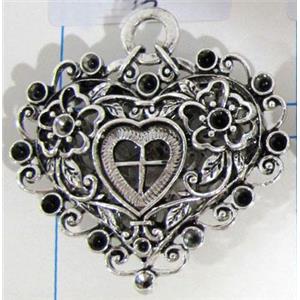 Hollow Tibetan Silver pendant, lead free and nickel free, 40x35mm [AD45698FF]