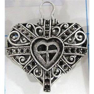 Hollow Tibetan Silver pendant, lead free and nickel free, 34x30mm [AD45699FF]