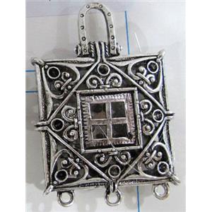Hollow Tibetan Silver pendant, lead free and nickel free, 30x30mm [AD45702FF]