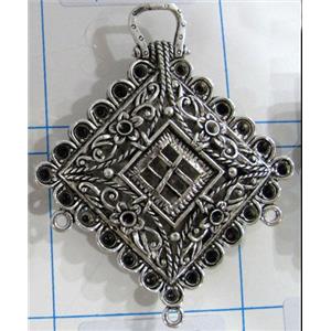 Hollow Tibetan Silver pendant, lead free and nickel free, 50x50mm [AD45705FF]