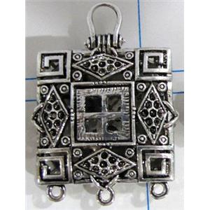 Hollow Tibetan Silver pendant, lead free and nickel free, 30x30mm [AD45706FF]