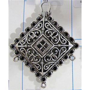 Hollow Tibetan Silver pendant, lead free and nickel free, 50x50mm [AD45708FF]