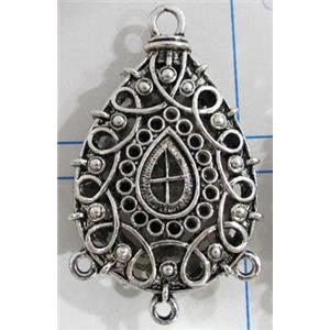 Hollow Tibetan Silver pendant, lead free and nickel free, 25x37mm [AD45709FF]