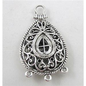 Hollow Tibetan Silver pendant, lead free and nickel free, 28x40mm [AD45711FF]