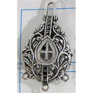 Hollow Tibetan Silver pendant, lead free and nickel free, 26x37mm [AD45713FF]