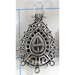 Hollow Tibetan Silver pendant, lead free and nickel free, 25x40mm [AD45714FF]