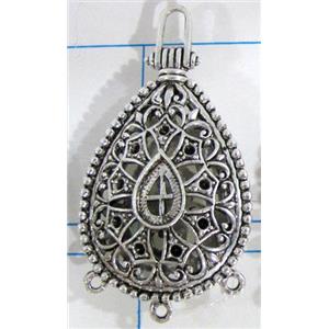 Hollow Tibetan Silver pendant, lead free and nickel free, 29x42mm [AD45716FF]