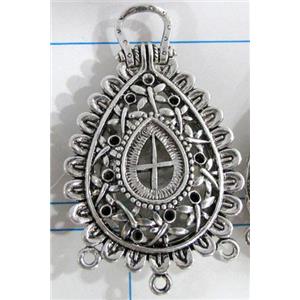 Hollow Tibetan Silver pendant, lead free and nickel free, 33x43mm [AD45717FF]