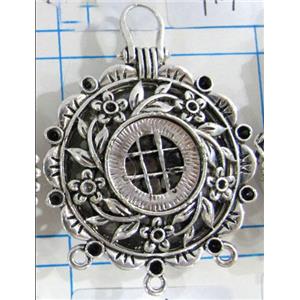 Hollow Tibetan Silver pendant, lead free and nickel free, 36mm dia [AD45721FF]
