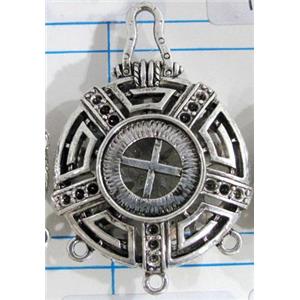 Hollow Tibetan Silver pendant, lead free and nickel free, 31mm dia [AD45723FF]
