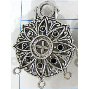 Hollow Tibetan Silver pendant, lead free and nickel free, 31mm dia [AD45725FF]