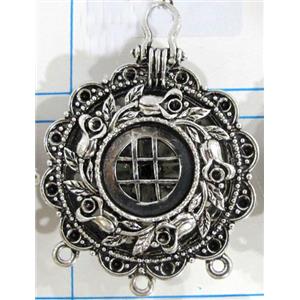 Hollow Tibetan Silver pendant, lead free and nickel free, 37mm dia [AD45726FF]