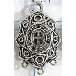 Hollow Tibetan Silver pendant, lead free and nickel free, 26x35mm [AD45729FF]
