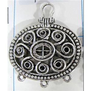 Hollow Tibetan Silver pendant, lead free and nickel free, 37x32mm [AD45731FF]