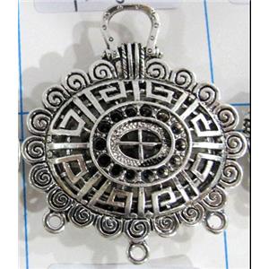 Hollow Tibetan Silver pendant, lead free and nickel free, 40x36mm [AD45732FF]