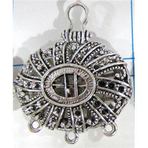 Hollow Tibetan Silver pendant, lead free and nickel free, 33x28mm [AD45733FF]