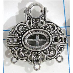 Hollow Tibetan Silver pendant, lead free and nickel free, 33x25mm [AD45734FF]