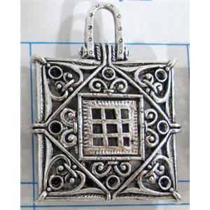 Hollow Tibetan Silver pendant, lead free and nickel free, 30x30mm [AD45738FF]