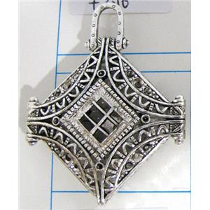 Hollow Tibetan Silver pendant, lead free and nickel free, 41x43mm [AD45741FF]