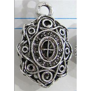 Hollow Tibetan Silver pendant, lead free and nickel free, 27x34mm [AD45743FF]