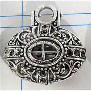 Hollow Tibetan Silver pendant, lead free and nickel free, 33x26mm [AD45744FF]