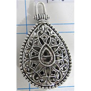 Hollow Tibetan Silver pendant, lead free and nickel free, 29x42mm [AD45745FF]