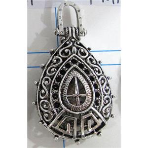Hollow Tibetan Silver pendant, lead free and nickel free, 26x38mm [AD45748FF]