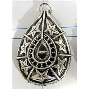 Hollow Tibetan Silver pendant, lead free and nickel free, 26x37mm [AD45749FF]