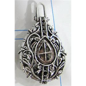 Hollow Tibetan Silver pendant, lead free and nickel free, 26x37mm [AD45751FF]
