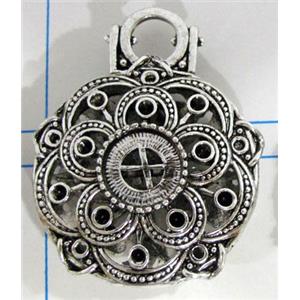 Hollow Tibetan Silver pendant, lead free and nickel free, 30mm dia [AD45755FF]