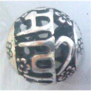 Tibetan Silver Beads, hollow, lead free and nickel free, approx 9mm dia [AD45804FF]