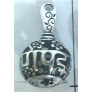 Tibetan Silver hollow pendant, lead free and nickel free, approx 15mm ball [AD45805FF]
