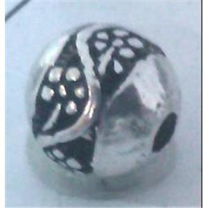 Round tibetan silver bead, lead free and nickel free, approx 11mm dia [AD45816FF]