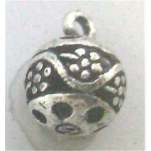 Round tibetan silver pendant, lead free and nickel free, approx 11mm dia [AD45819FF]
