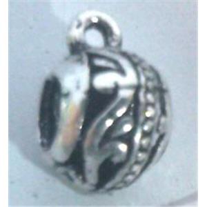 Round tibetan silver hanger bead, lead free and nickel free, approx 11mm dia, 4.5mm hole [AD45823FF]