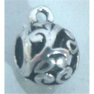 Round tibetan silver hanger bead, lead free and nickel free, approx 11mm dia, 4.5mm hole [AD45824FF]