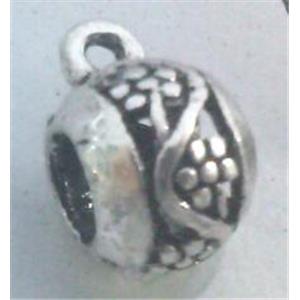 Round tibetan silver hanger bead, lead free and nickel free, approx 11mm dia, 4.5mm hole [AD45825FF]