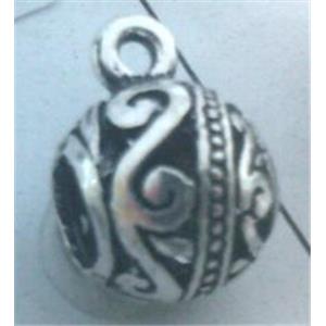 Round tibetan silver hanger, lead free and nickel free, approx 11mm dia, 4.5mm hole [AD45827FF]