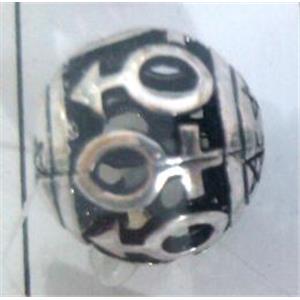 Tibetan Silver Beads, hollow, lead free and nickel free, approx 9mm dia [AD45847FF]