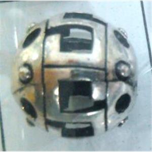 Tibetan Silver Bead, hollow, lead free and nickel free, approx 9mm dia [AD45850FF]