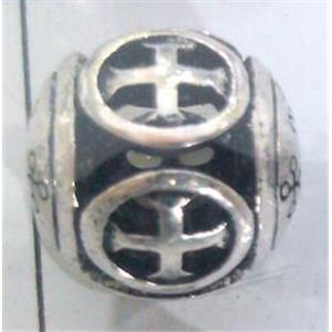 Round tibetan silver bead, hollow, lead free and nickel free, approx 9mm dia [AD45856FF]