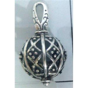lead free and nickel free Tibetan Silver hollow pendant, approx 9mm ball [AD45916FF]