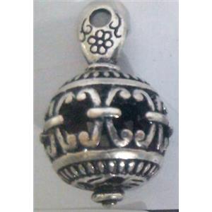 lead free and nickel free Tibetan Silver hollow pendant, approx 9mm ball [AD45925FF]