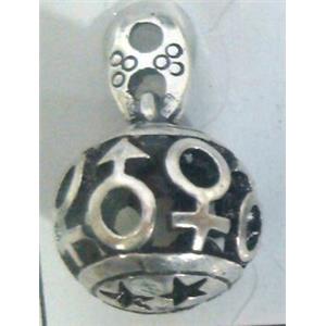 lead free and nickel free Tibetan Silver hollow pendant, approx 9mm ball [AD45928FF]