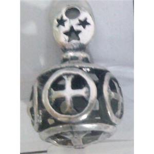 lead free and nickel free Tibetan Silver hollow pendant, approx 9mm ball [AD45937FF]