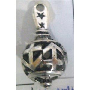 Tibetan Silver hollow pendant, lead free and nickel free, approx 9mm ball [AD45955FF]