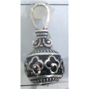 lead free and nickel free Tibetan Silver hollow pendant, approx 9mm ball [AD45964FF]