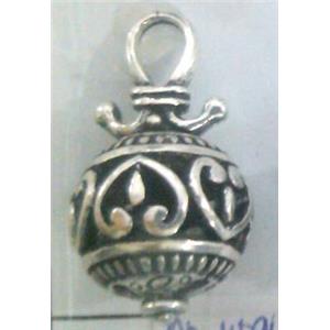 lead free and nickel free Tibetan Silver hollow pendant, approx 9mm ball [AD45967FF]
