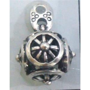 Tibetan Silver hollow pendant, lead free and nickel free, approx 15mm ball [AD45968FF]